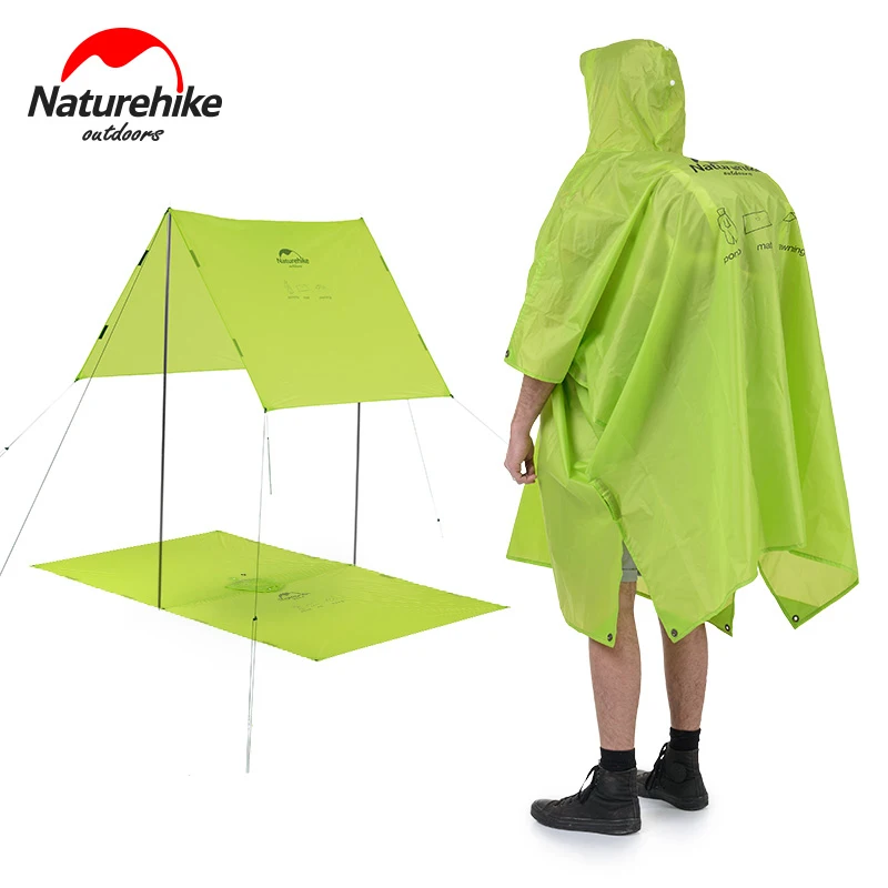 

Naturehike Outdoor Raincoat Windbreaker 3in1 Multifunction Camping & Hiking Waterproof Poncho Nylon Travel Awning Mat