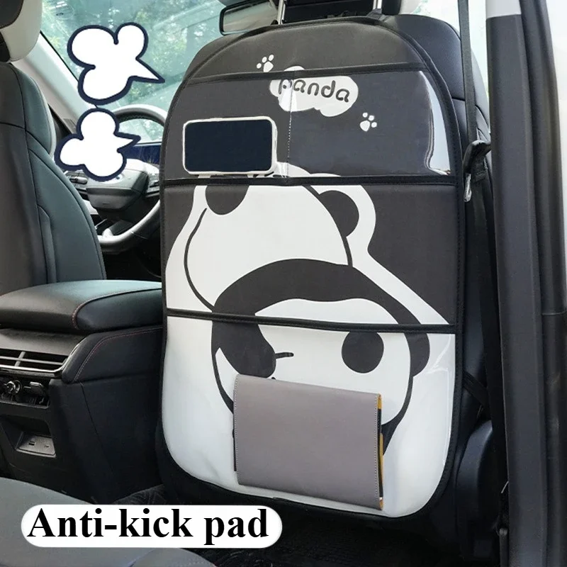 Naughty Panda Anti-Kick Pad, Large Chair Back Anti-Stain Pad, Children's Foot Kick Pad, Waterproof, Wear-Resistant, Cartoon Cute