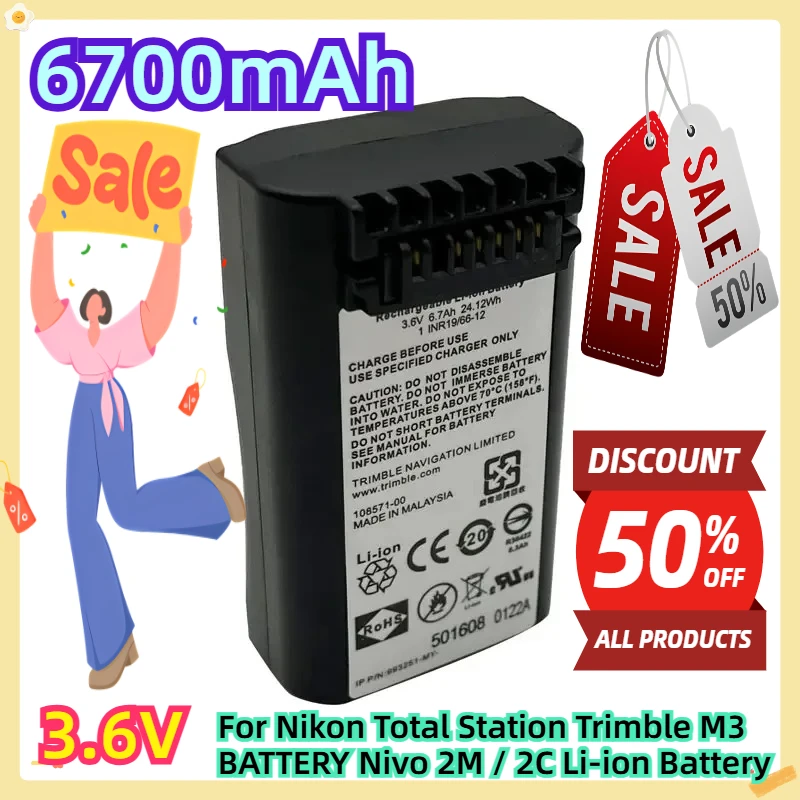 

For Nikon Total Station Trimble M3 BATTERY Nivo 2M / 2C Li-ion Battery 3.6V 6700mAh