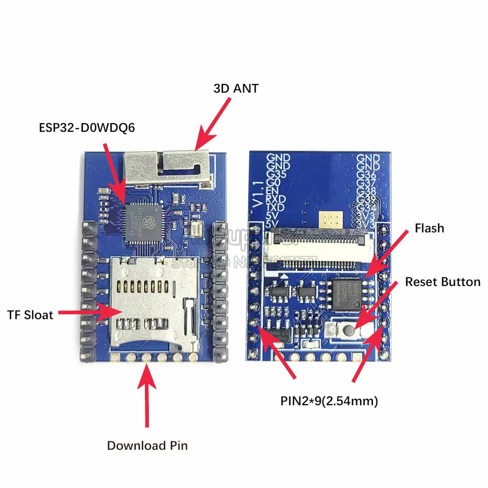 Kit de caméra ESP32 avec Module de caméra OV2640 66 120 160 degrés, WiFi, 4 mo Flash 650nm, Vision nocturne, DVP 24 broches 2mp 2.4GHz