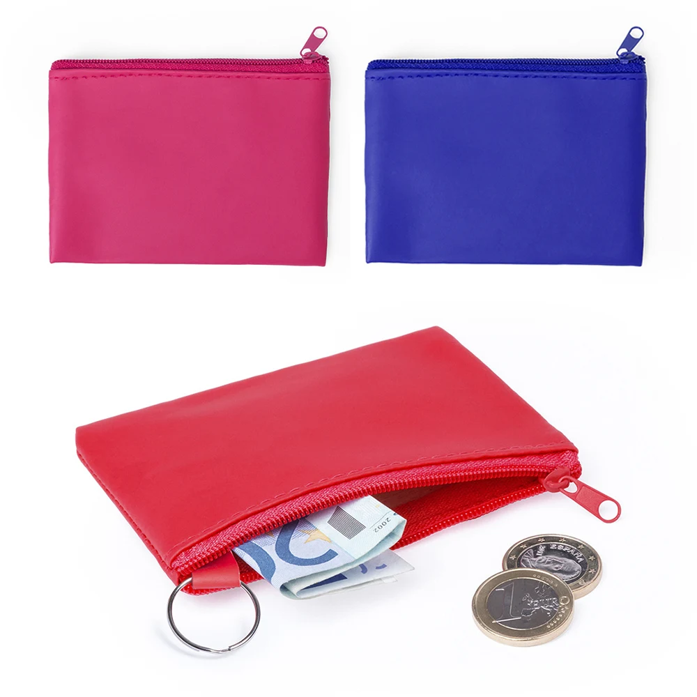 Solid Color Simple Coin Purse Ultrathin Portable Zipper Short Wallet PU Waterproof Card Holder Mini Purse Pouch Free Shipping