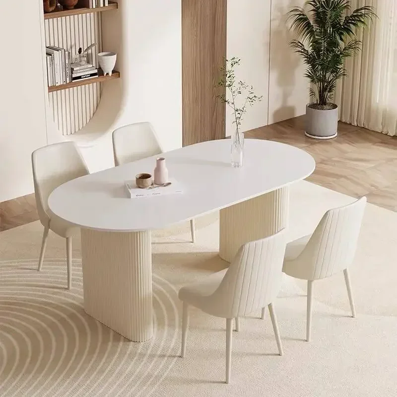 Modern Designer Dining Table Luxury Oval Modern White Dining Table Nordic Vintage Conjuntos De Sala De Jantar Home Furniture