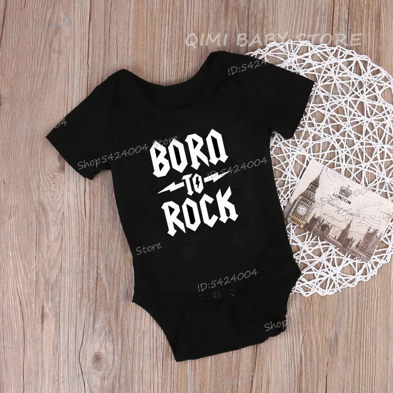 Born To Rock グラフィックス新生児半袖コットンボディスーツファッションベビーボーイズガールズ服ジャンプスーツ幼児服