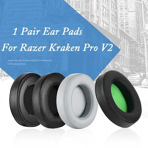 EarPads For Razer Kraken Pro V2 Replacement Protein Leather & Memory Foam Gaming Headphone Oval Ear Cushion Earmuff