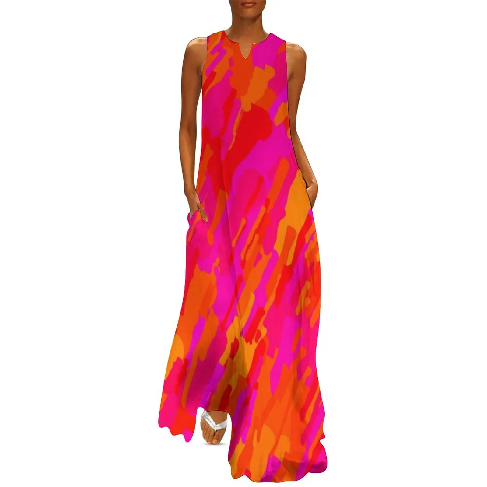 Hot fuchsia orange Long Dress Dance dresses dresses summer Dress