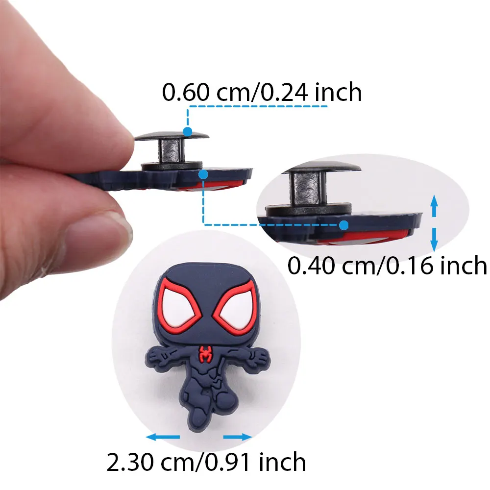 Good Quality 1-16pcs PVC Shoe Charms Spider-Man Miles Spider Gwen Accessories Shoes Ornaments For Wristbands Kids Gift