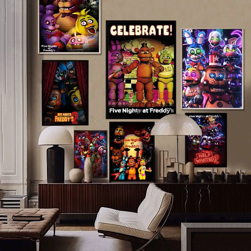 F-FNAF Five-nights-At-Freddys Classic Vintage Posters Vintage Room Home Bar Cafe Decor Nordic Home Decor