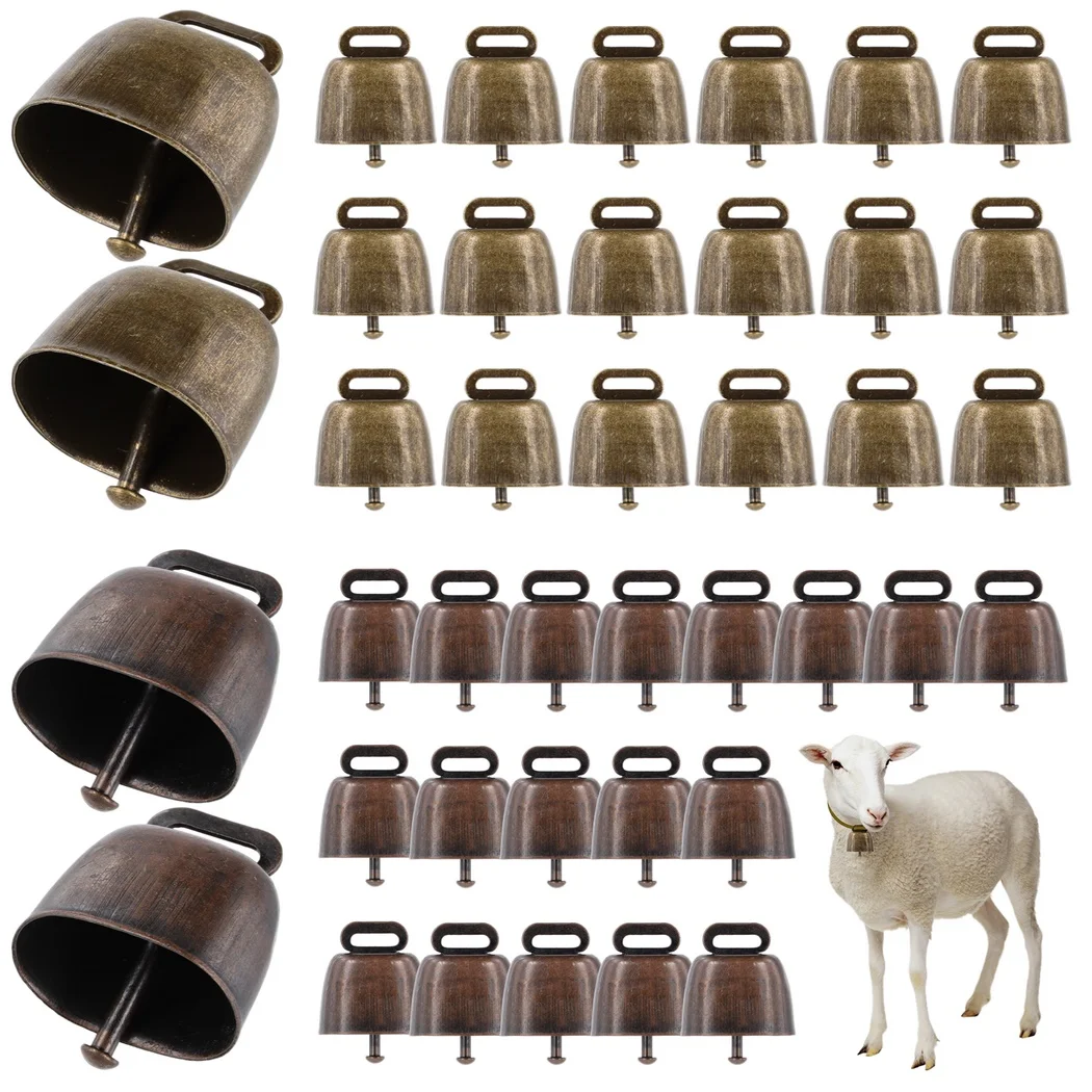 40Pcs Cow Bells Grazing Copper Bells Metal Cow Bells Crisp Sound Loud Animal Copper Bronze Bells Grazing Bells For Cow Horse