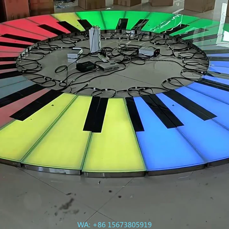 

Stainless Steel Led Light up Step Piano Induction Dance Floor Big Piano Tile Lamp Interactive