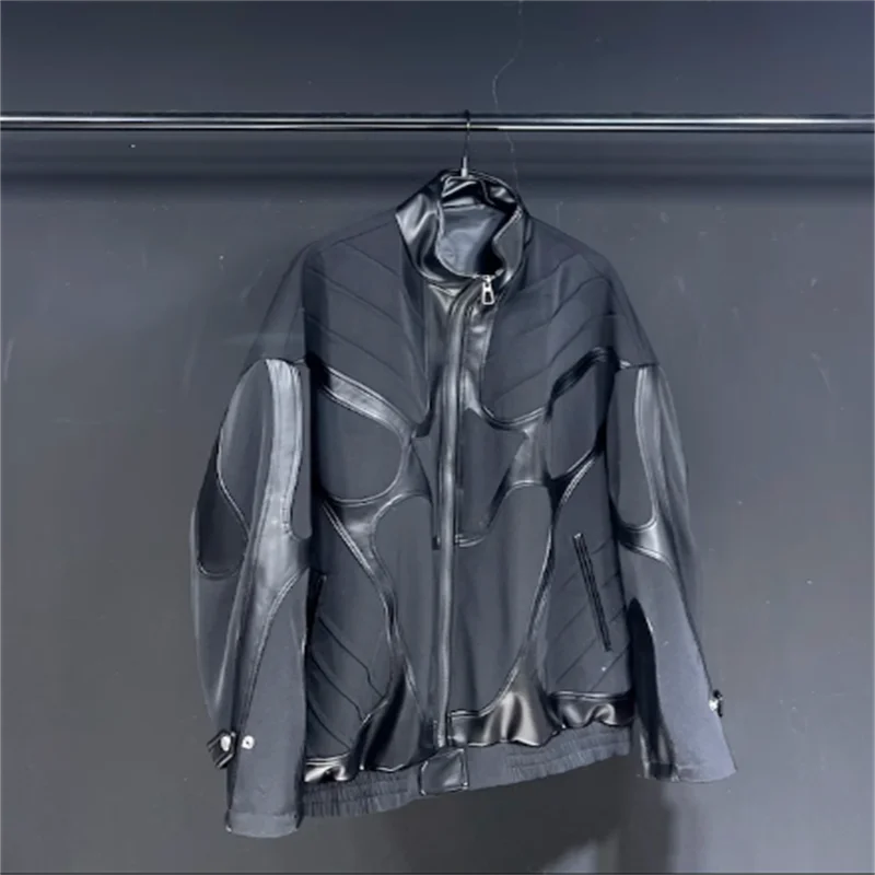 【custom】Autumn/winter new motorcycle jacket Jacket Racing wear men's loose dark black design jacket