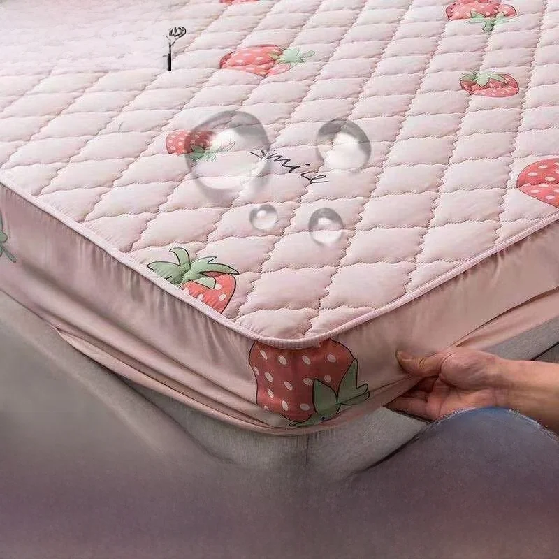 

Утолщенный хлопковый защитный чехол для матраса, водонепроницаемый, дышащий, моющийся, с мультяшным дизайном, простыня-накидка на кровать