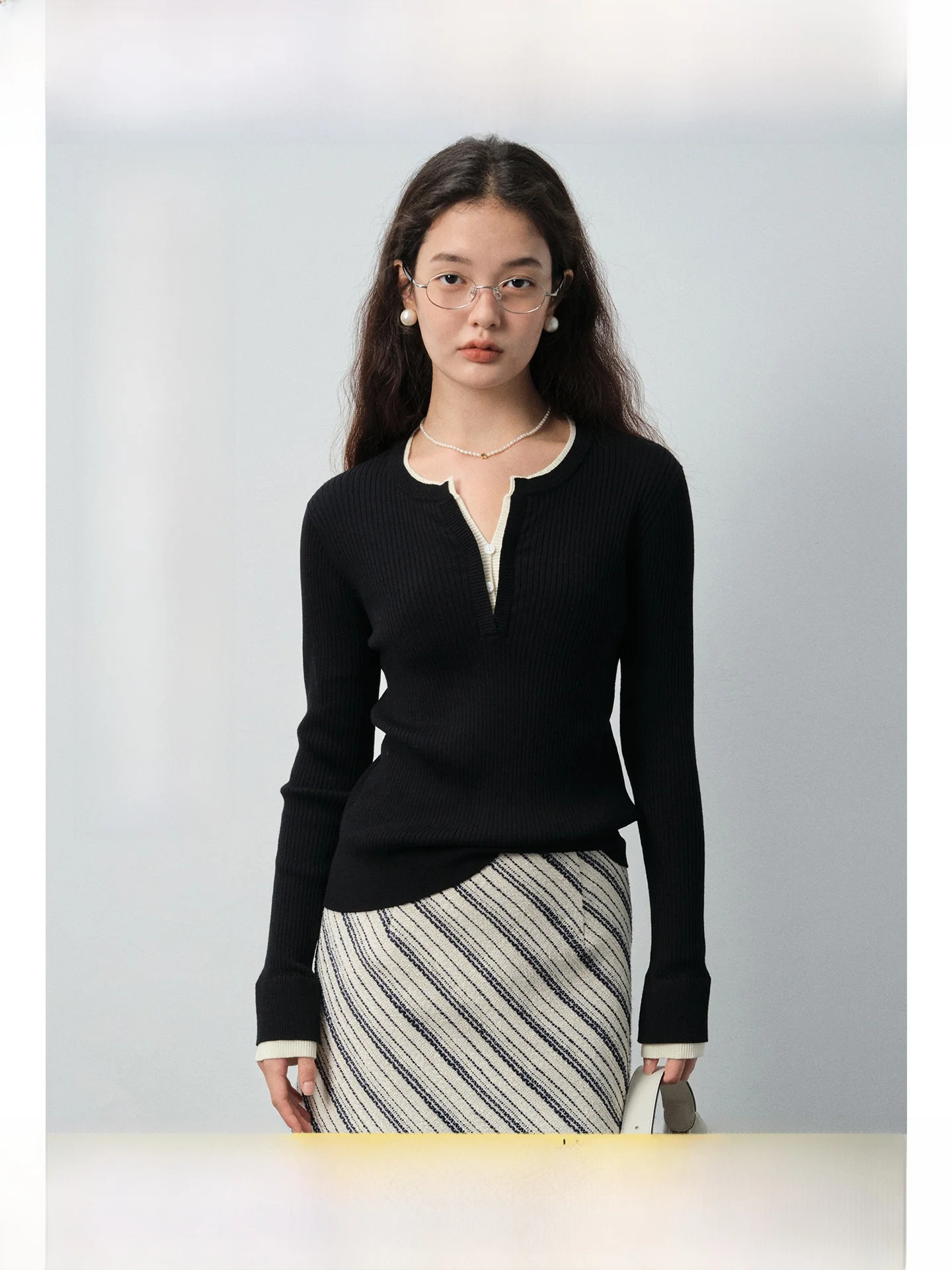 

Вязаный топ Rui больших размеров с шерстяными вставками, длиной до плеч, с длинными рукавами, приталенный, повседневный, весенний, для женщин больших размеров