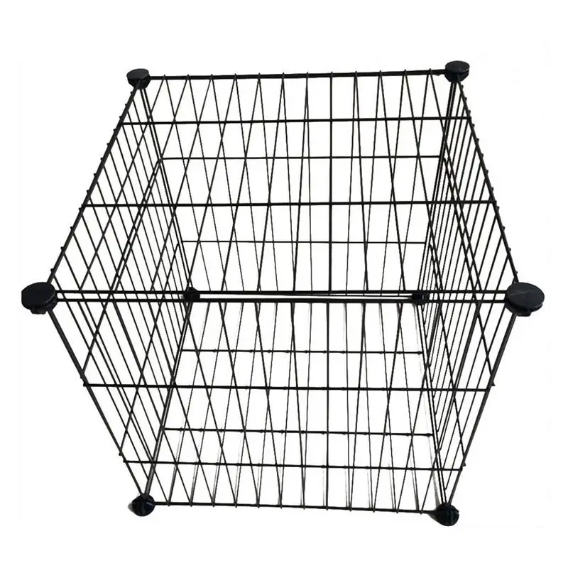 Multifunctional Black Metal 35x35cm Mesh Combination Storage DIY Cube Wardrobe And Modular Shelf Net Wire Mesh Shelf And Shelf