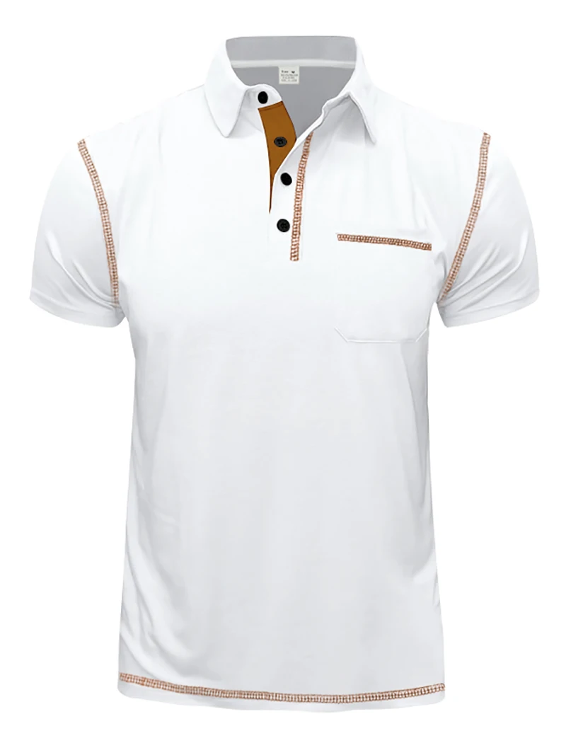 2024 Neues Sommer-Poloshirt für Herren mit Revers und Tasche, atmungsaktives Polyester, Kurzarm-Oberteil, lässige Alltags-, Büro- und Businesskleidung für Männer – Detail 19