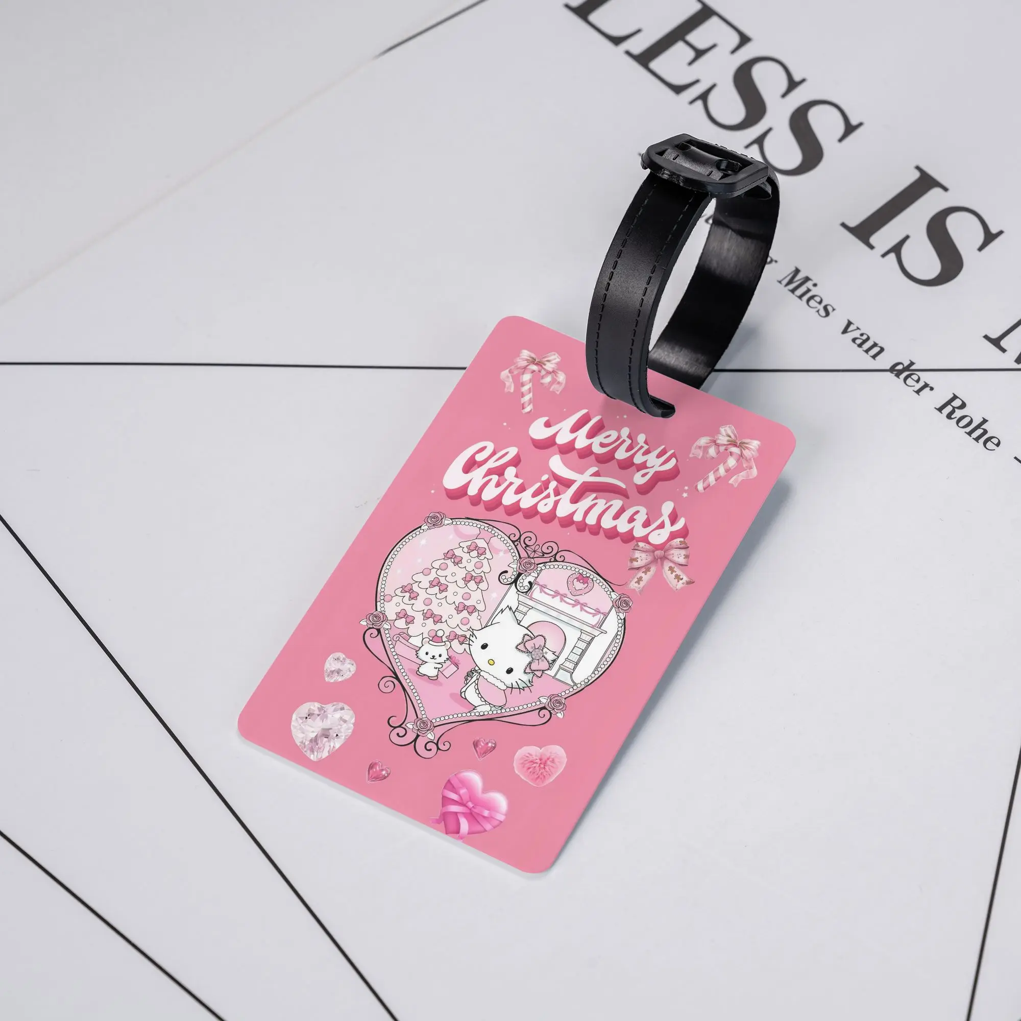 

Merry Christmas Hello Kitty Luggage Tag Travel Accessories Portable Label Holder Baggage Tag ID Address for Men Baggage Tags