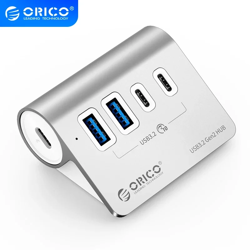 ORICO USB3.2 10 Gbps Super Speed Aluminum Alloy HUB TypeC OTG Splitter for MacBook Windows/Mac OS/Linux PC Computer Accessories