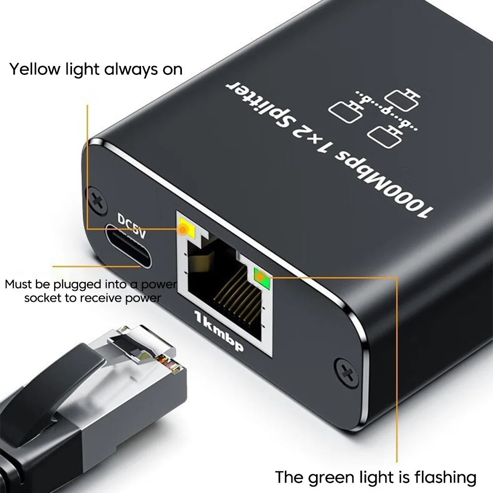 2/4 Port 1000Mbps Gigabit Network Switch RJ45 Switch Network Splitter Cable Extender Selector Power Free 2 Way Adapter Connector