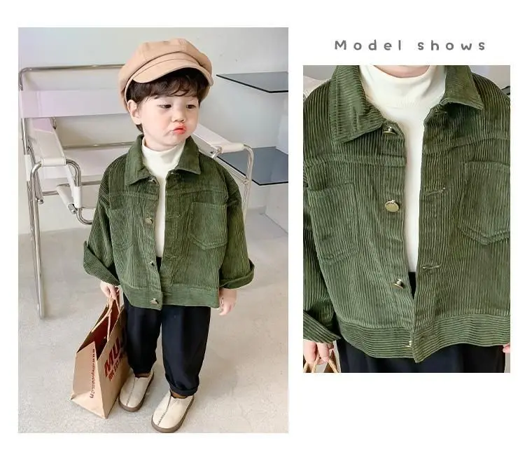 1-7yrs Kid Boys Toddler Coat  Spring New Korean Version Baby Boy Corduroy Casual Fall Jacket for Children Girls Shirt Jackets