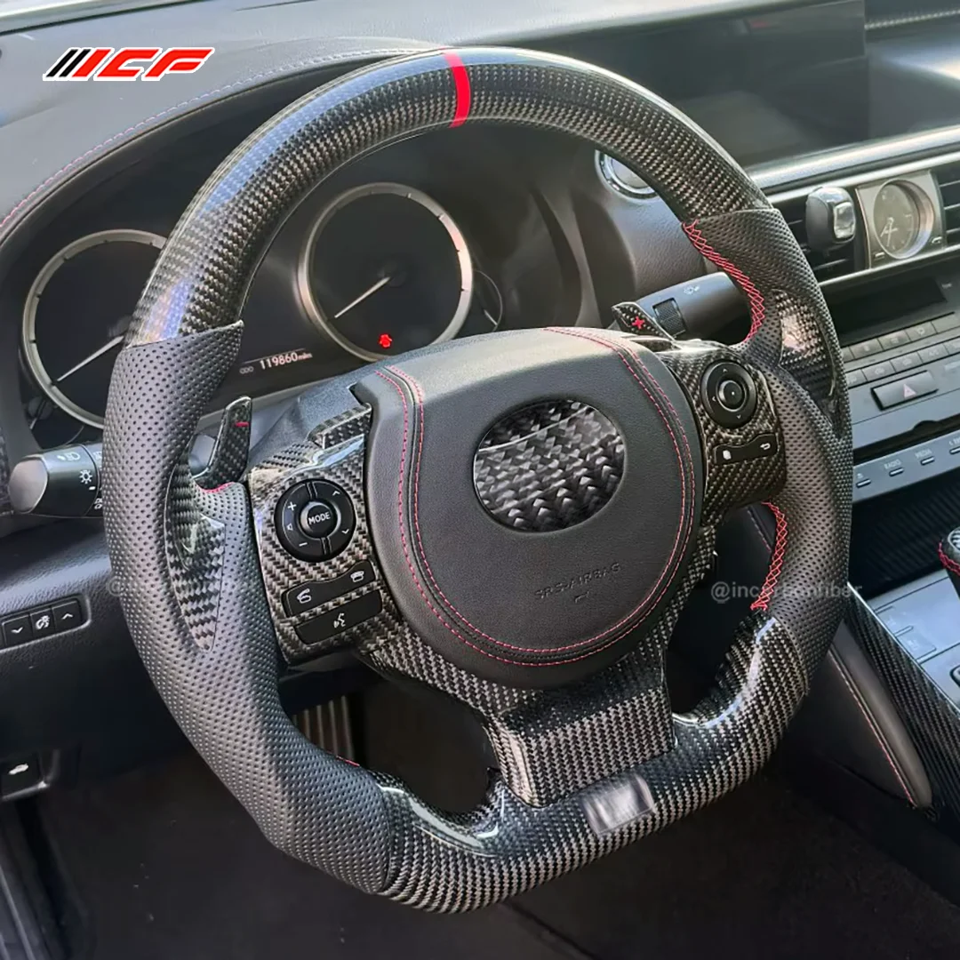 

For Lexus IS Real Carbon Fiber Leather Steering wheel Perforated Leather Multiple Customized Solutions