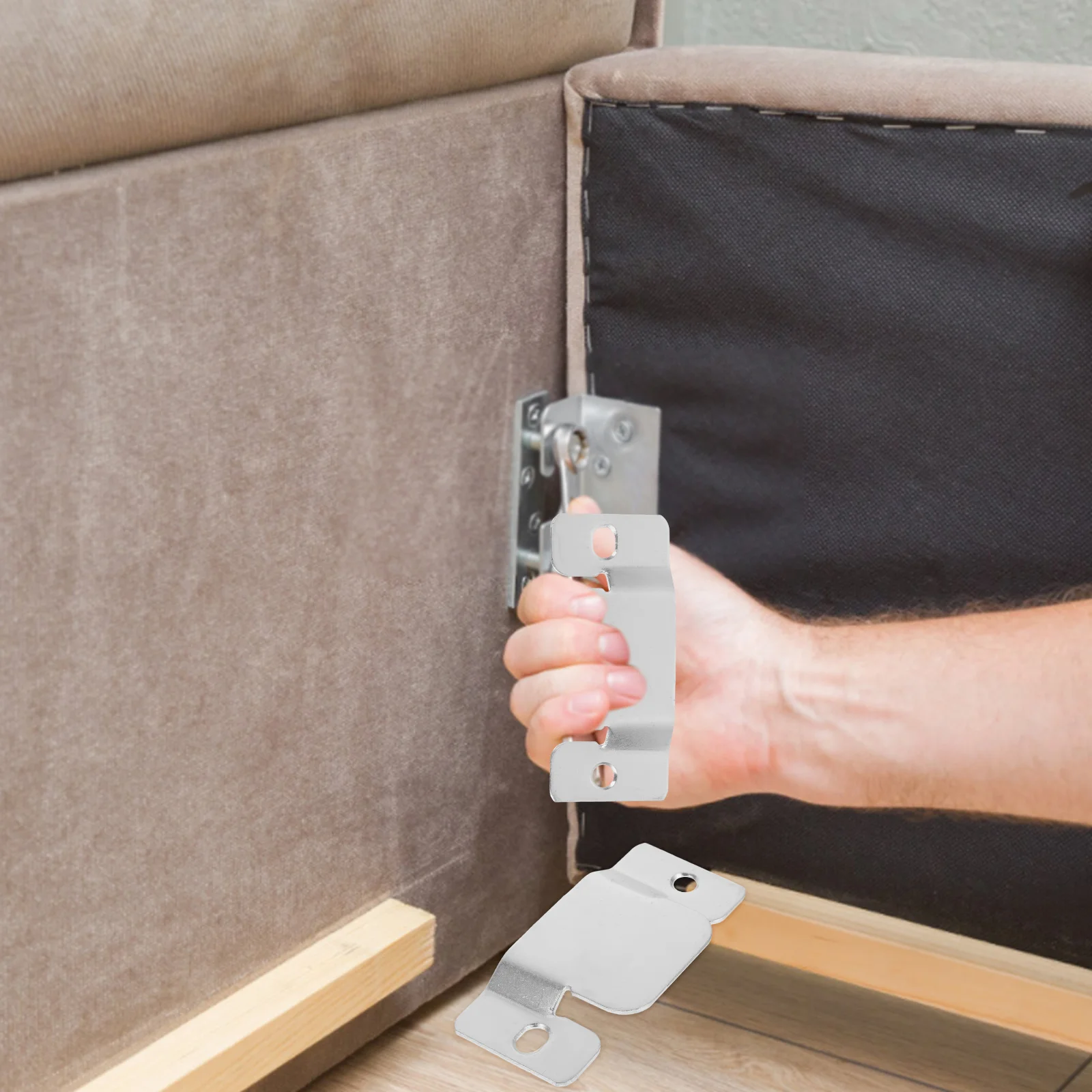 

12Pcs Sectional Sofa Connectors Reinforce Furniture Structure Metal Brackets for Couch Chairs Recliners Snap Connectors