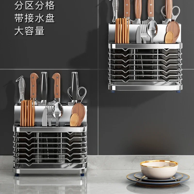 304 stainless steel chopsticks and cutting tools storage rack, integrated chopsticks tube, wall mounted chopsticks cage, househo