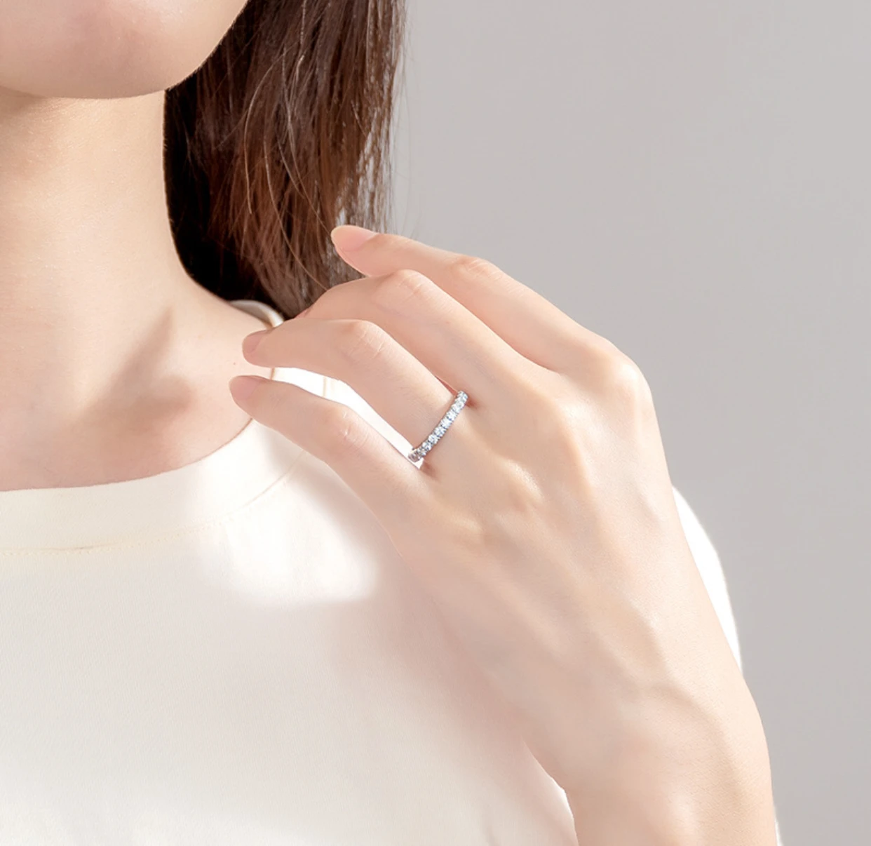 [A lifetime of happiness] Red Note Internet Celebrity INS Moissanite Ring Luxury 925 Sterling Silver Couple Ring Ring