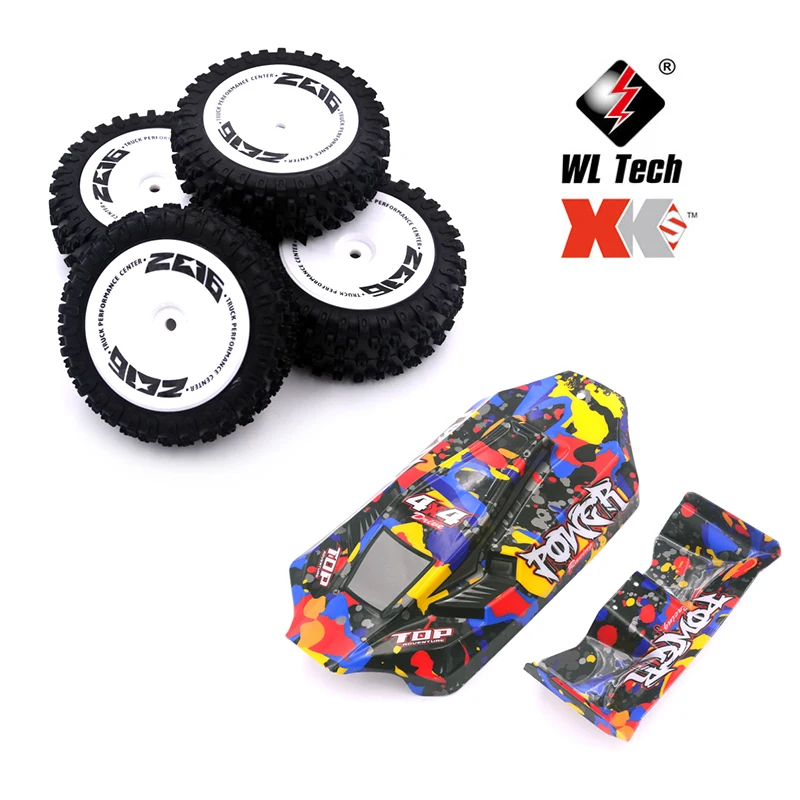 WLtoys-Pièces de rechange de voiture d\'origine, roue avant, pneus arrière, coque de carrosserie, couverture de carrosserie, 124017, 124019, 124007,