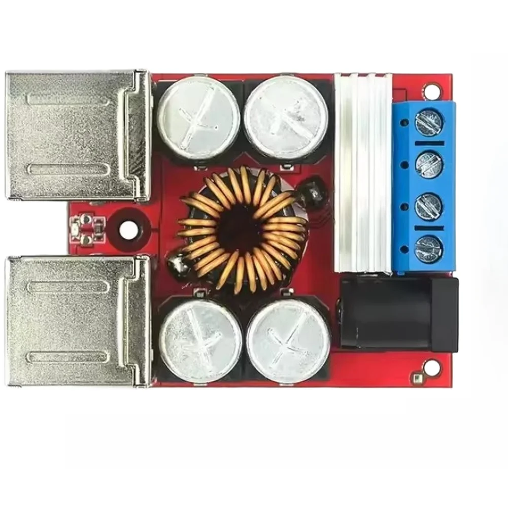 8A Power Module Step Down Converter For Car Charging Red Wide Input Voltage Converter Power Supply 4 USB Ports