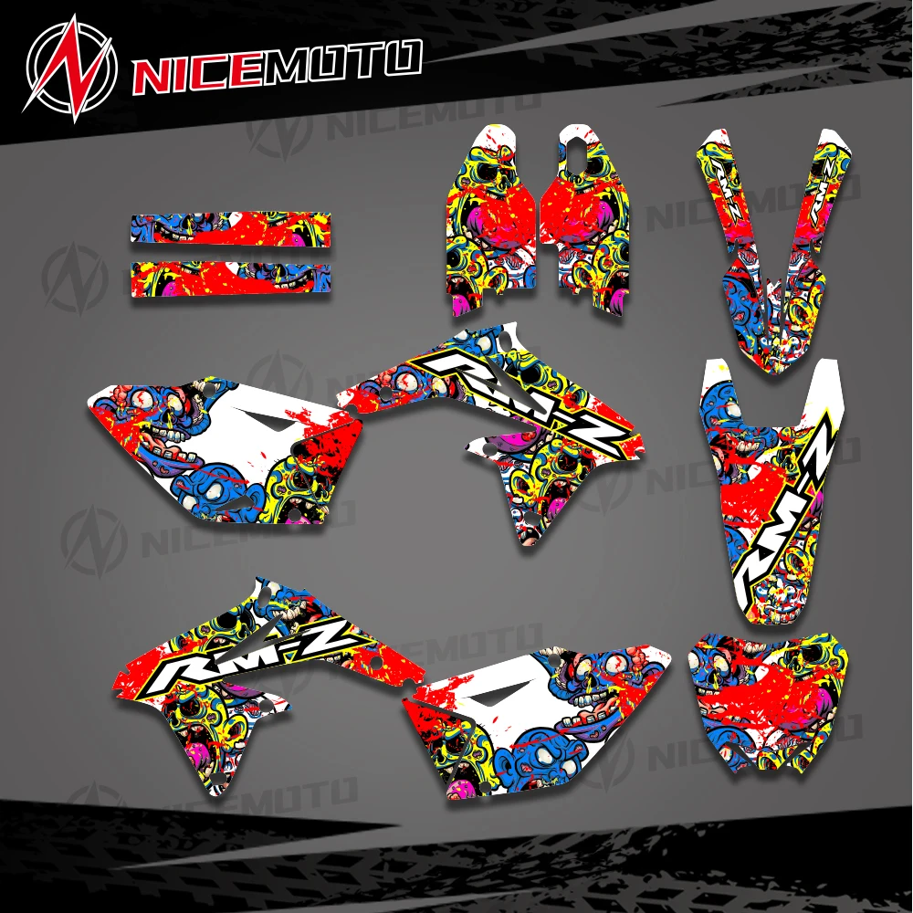 

For Suzuki RMZ 450 RM-Z 2008-2017 Motorcycle Fairing Graphics Background Decals Sticker Customize 2016 2015 2014 2013