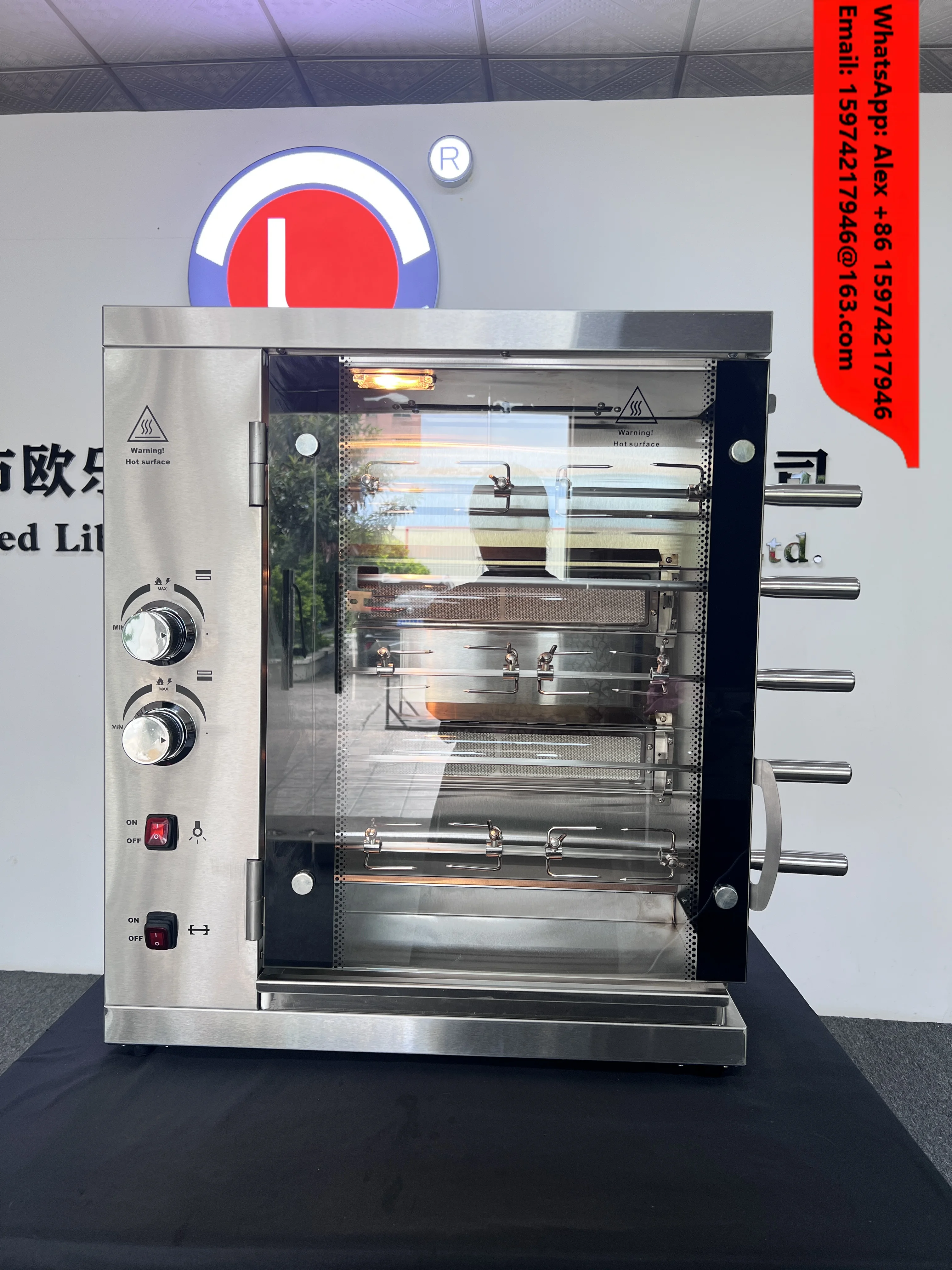 Industrial Commercial Stainless Steel Auto Rotary Gas Chicken Grill Rotisserie Machine Roast Chicken Meat Kebab BBQ Oven Stove
