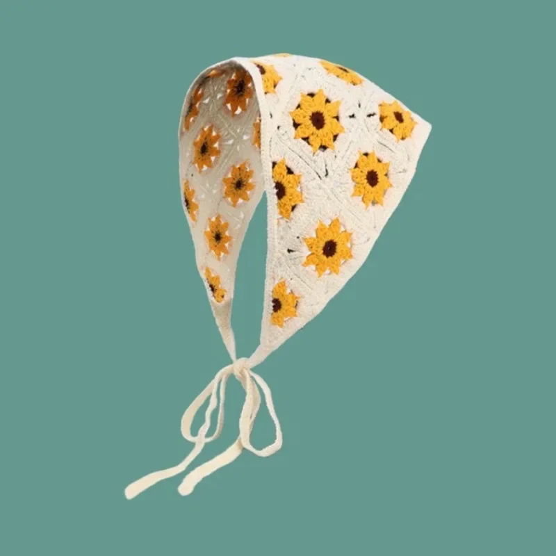 

Korean Handmade Crochet Hollow Triangle Headband | Spring-Summer Sweet Literary Style, Essential for Travel Beach Photography