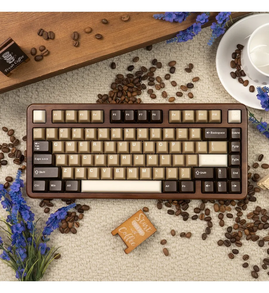 Raw coconut latte semi-transparent mechanical keyboard keycap full set PC + PBT two-color original factory highly adapted