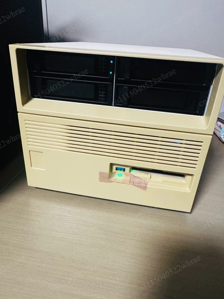 4+2 Bay Retro Hard Drive NAS Enclosure Snail Fly Bull Black Group SFX Power Supply Empty Chassis - No Hardware Included