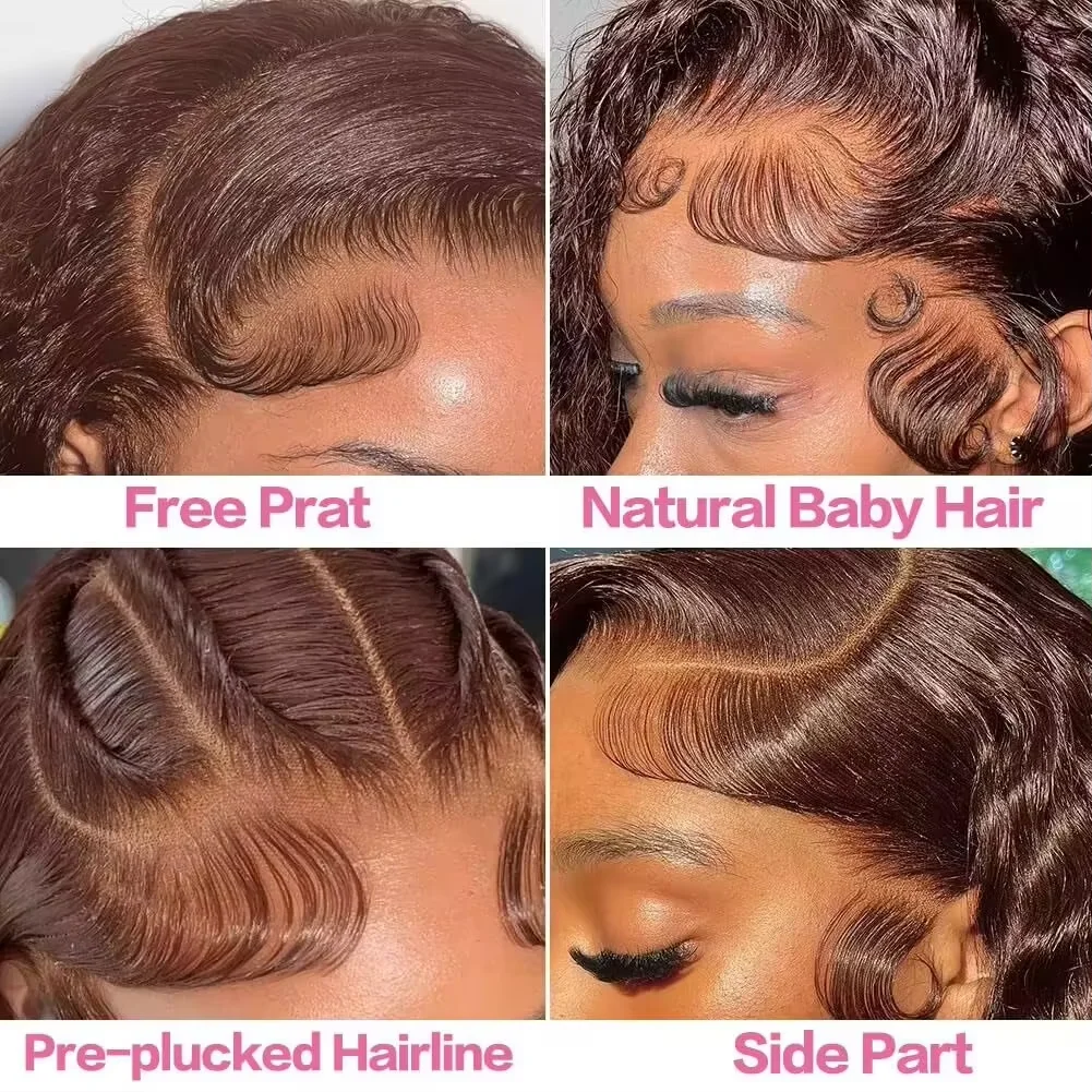 200 الكثافة الشوكولاته براون شعر مستعار 13x4 الشعر البشري 30 بوصة الملونة شعر بشري مجعد الباروكات موجة عميقة HD قبل قطعها الدانتيل شعر مستعار أمامي