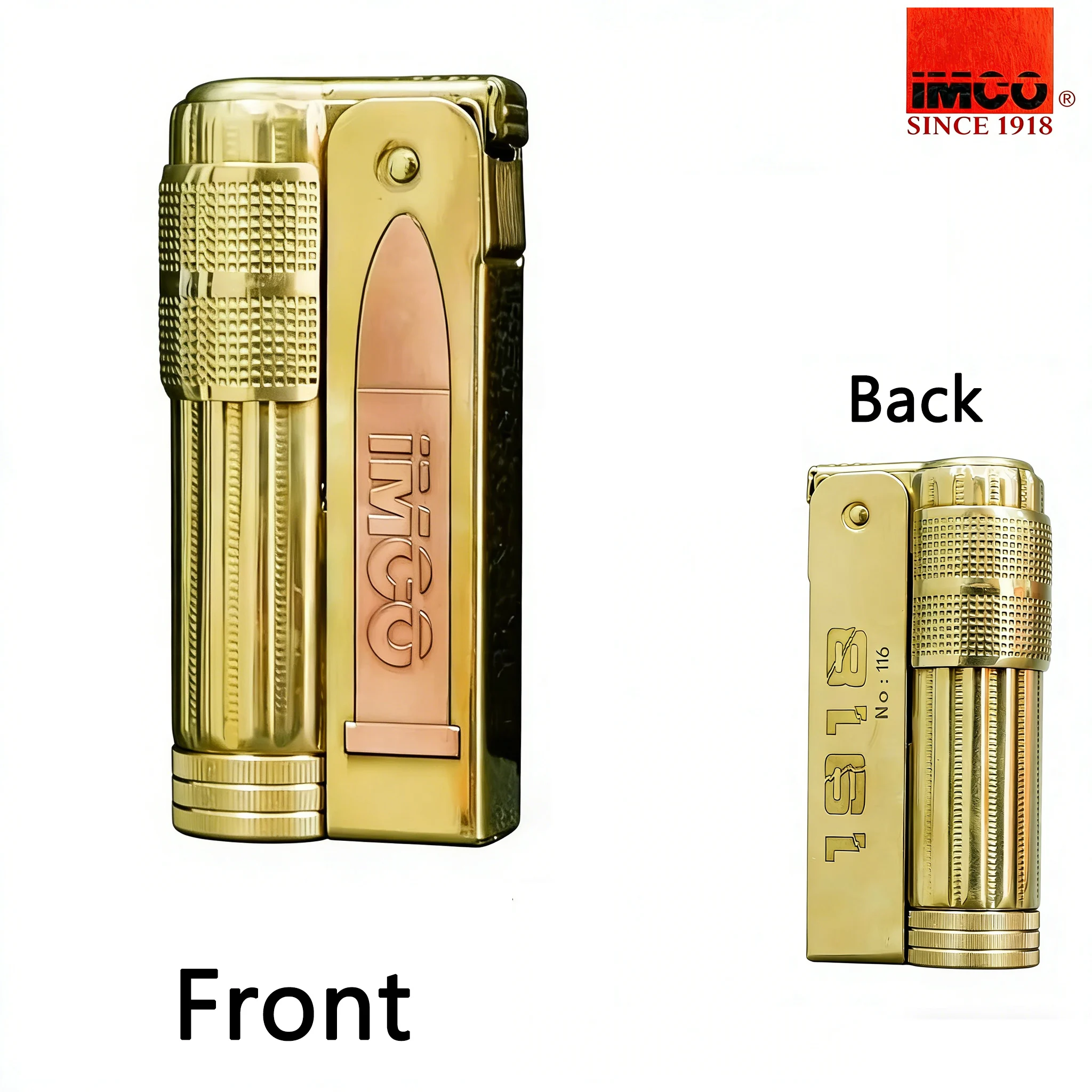 Vintage IMCO 6700 Messing-Feuerzeug mit flüssigem Kraftstoff und rotem Emaille-Logo, Taschenfeuerzeug für Männer, perfektes Geburtstagsgeschenk für Ehemann, Vater
