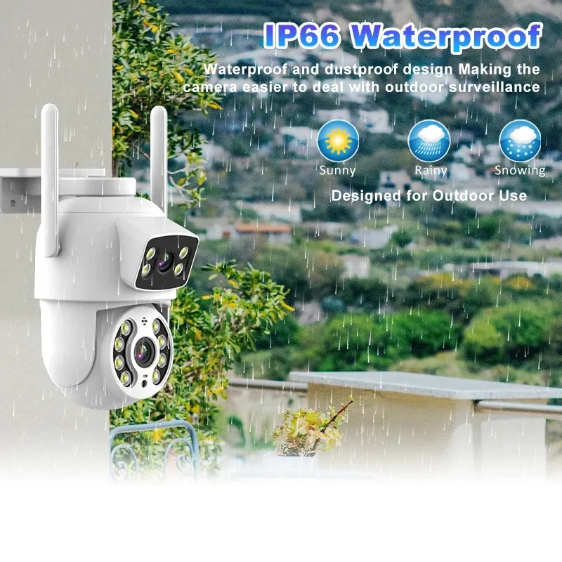 8MP 4K Dual Lens with Dual Screen PTZ Wifi Camera Ai Human Detect Auto Tracking Wireless Outdoor Surveillance CCTV Camera