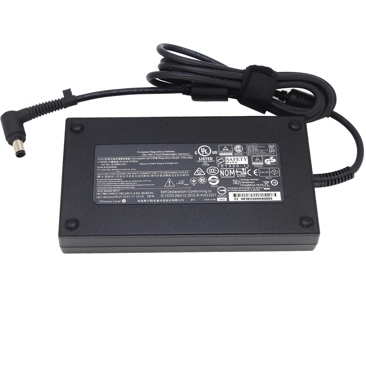 Imagem -02 - Carregador Portátil para hp 8740w 8760w 8770w Zbook 15g2 17g2 Tpn-ca03 Hstnn-ca16 24 Fonte de Alimentação para Notebook 19.5v 10.3a 200w 7.4*5.0 mm