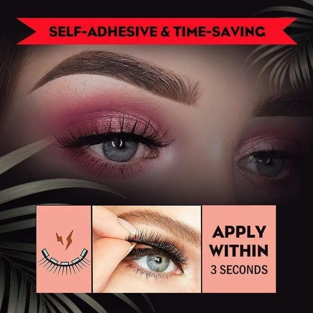 1pair Self Adhesive Eyelashes Glue Free Full Strip Eyelash Thick Natural False Lashes Easy To Wear Lashes Extension False Lashes