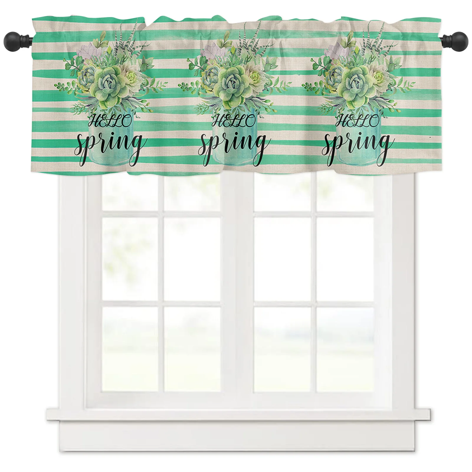 

Подзоры ZEDLIYU для окон, кухни, гостиной, небольшие оконные подзоры, винтажные весенние цветочные подзоры Hello Spring, 1 панель, 42x12 дюймов