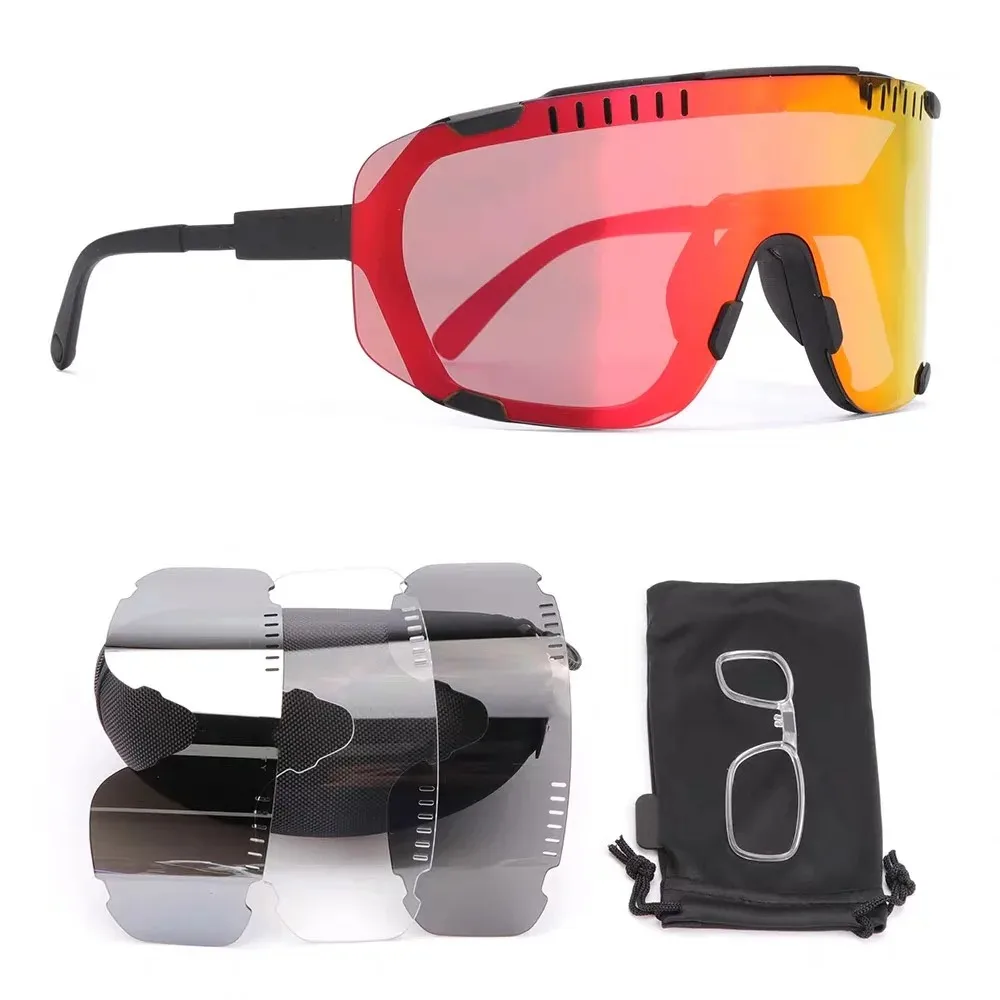 lens*4 Cycling Glasses UV Cycling Goggles Men's Cycling Outfit Sport Sunglasses Hombre Goggles Motorcycle Sunglasses for Running