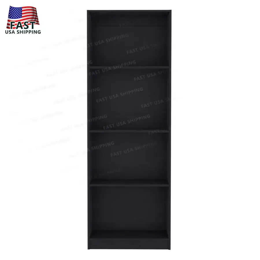 Black Office Bookcase Storage Shelving Unit Benzoni