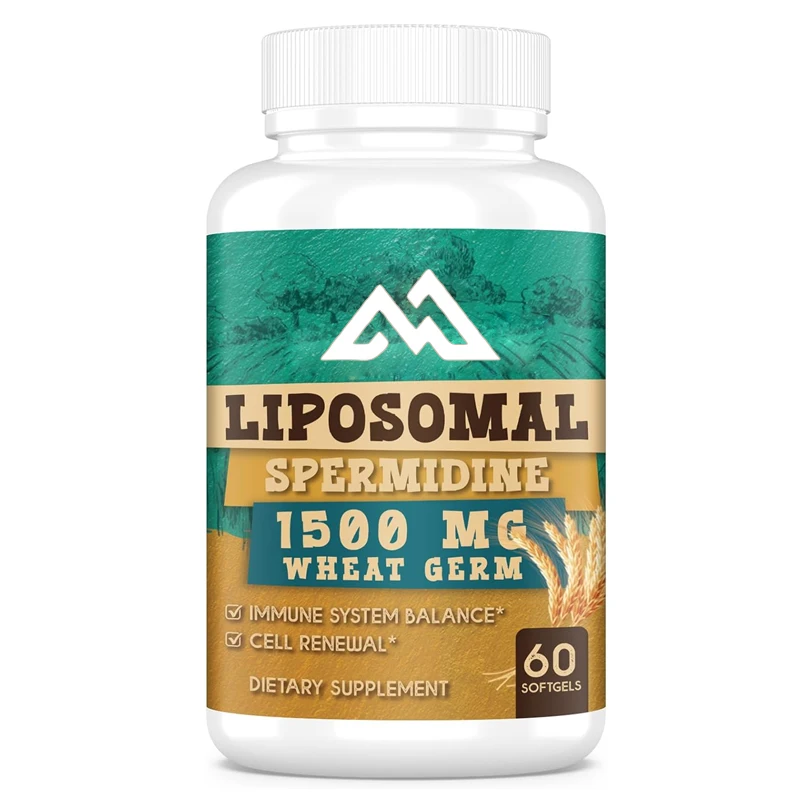 15MG Spermidine supplement, liposome arginine, containing zinc and thiamine, cell renewal, anti-aging, 60 capsules soft