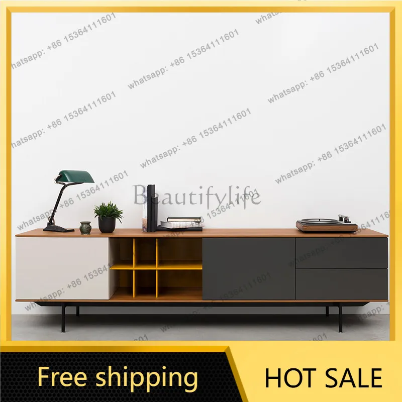 Factory Direct Italian Minimalist TV Cabinet Nordic Light Luxury Living Room Contrast Floor Cabinet