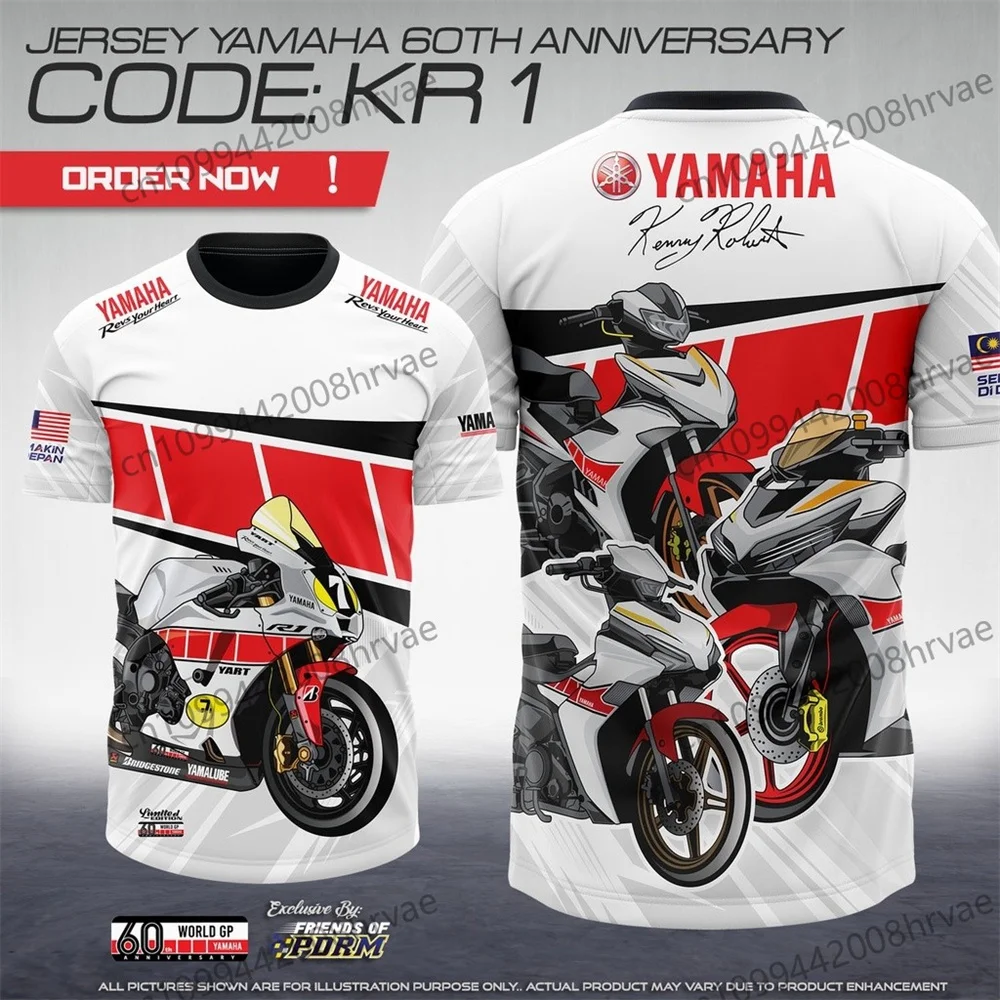 تي شيرت Yamaha Racing Team بأكمام قصيرة، مسامي وممتص للرطوبة، ملابس رياضية صيفية مريحة للرجال للدراجات النارية والدراجة