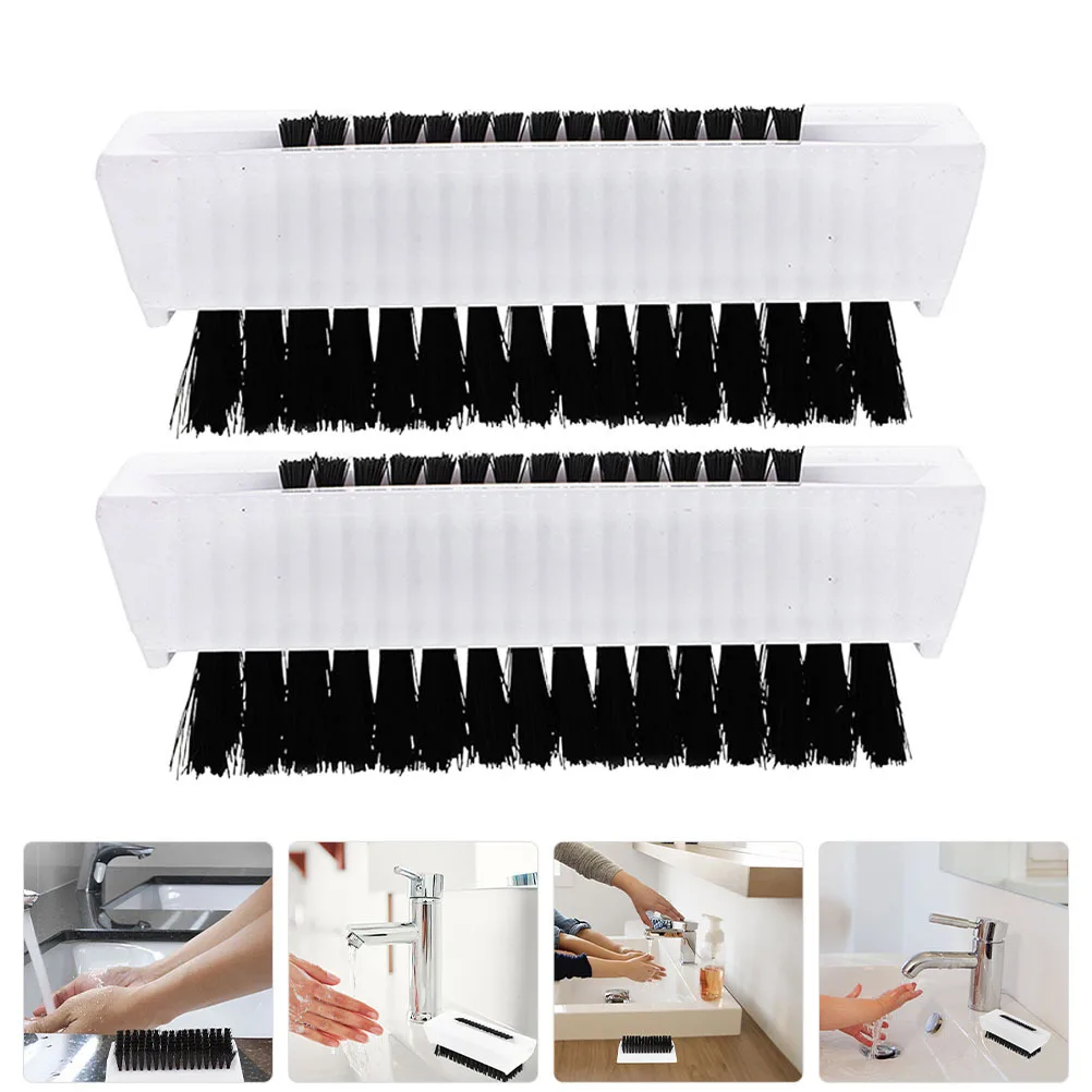 

2Pcs Professional Fingernail Brush Double-Sided Nail Cleaner Wear-Resistant Lightweight for Hands Feet Comfortable Grip