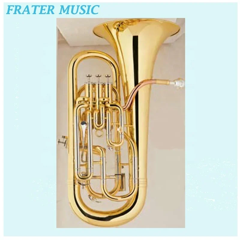 

Professional Brass Instrument Clear Lacquer Bb Tone 3 Top &1 Side Pistons Trig Key Euphonium With Compensating System (JEP-540)