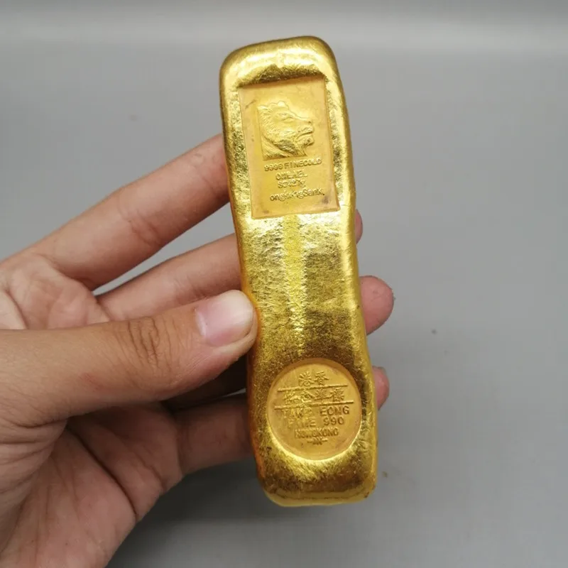 Ancient Bullion Gold Ingot Copper Gilt Antique Collection Home Decoration Supplies Family Furnishings