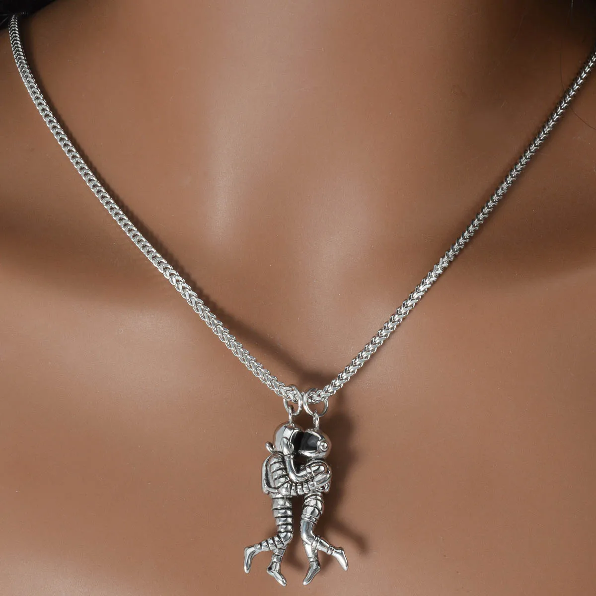 

Astronaut Rocket Moon Pendant Necklace Space Exploration Theme Sci-Fi Style Jewelry Unisex Fashion Gift Present Valentine's Day