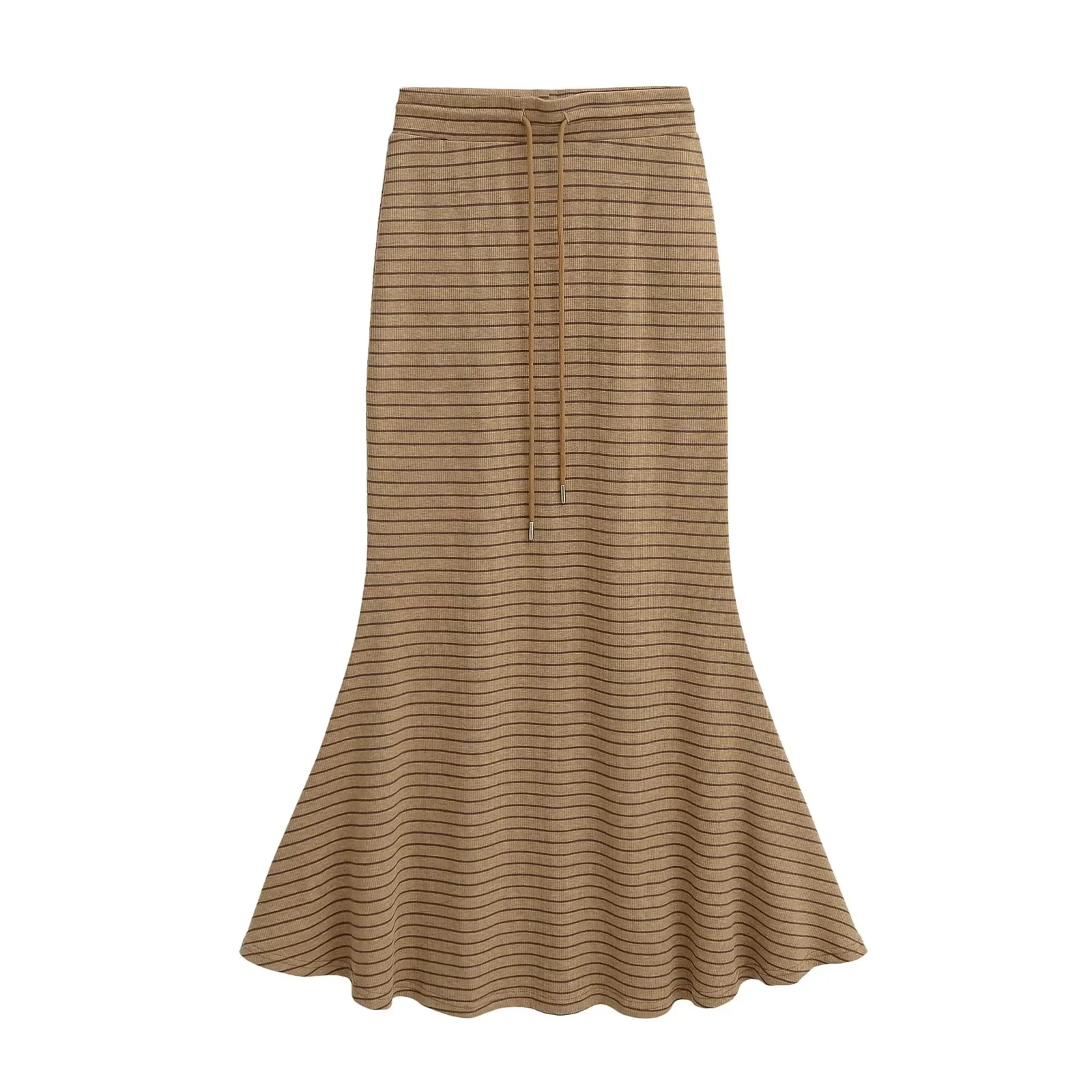 Hoge Taille Slim Fit Gestreepte Rok Vrouwen Sexy Bodycon Fi Staart Lange Rok Dstring Casual Pendelen Lente 2025