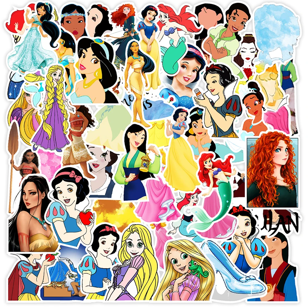 

10/30/50PCS Mix Disney Princess Аниме Наклейки Белоснежка Замороженные Мультфильм Граффити Наклейка Записки Ноутбук Телефон Стикер Детские Игрушки